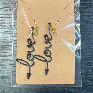 Elegant Black and Gold Swirl Earrings Gold Plated Hypoallergenic